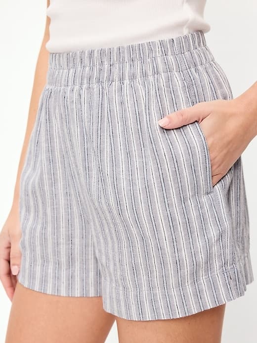 High-Waisted Linen-Blend Shorts -- 3.5-inch inseam — view 2