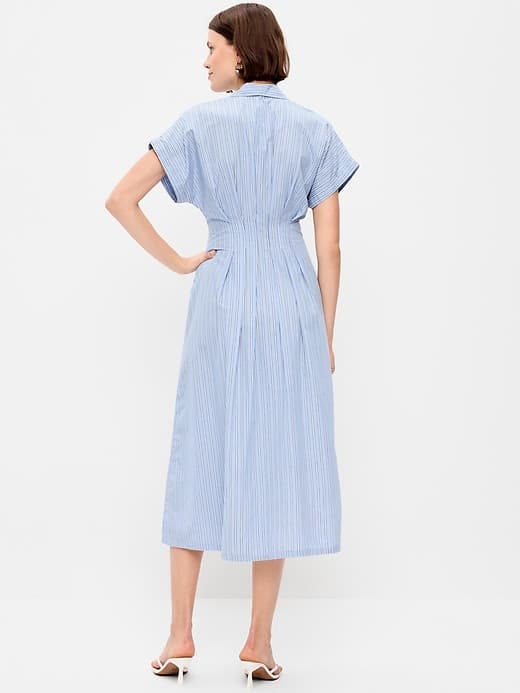 Pintuck-Waist Midi Shirt Dress — view 2