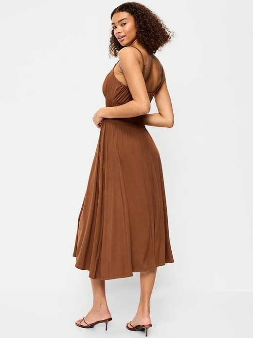 Fit & Flare Jersey Smocked-Waist Midi Dress — view 2