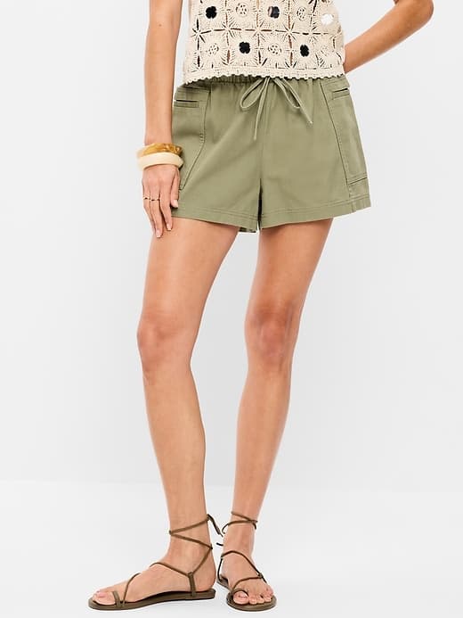 High-Waisted Pull-On Utility Shorts — view 2