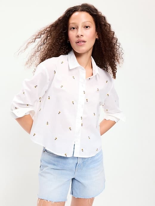 Cropped Button-Down Shirt — view 3
